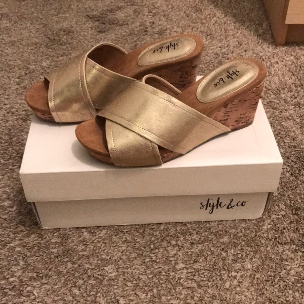 [2 for $15] Style & Co Gold Wedge Sandals